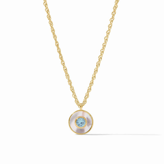 Julie Vos Colette Circle Delicate Necklace Chalcedony Blue