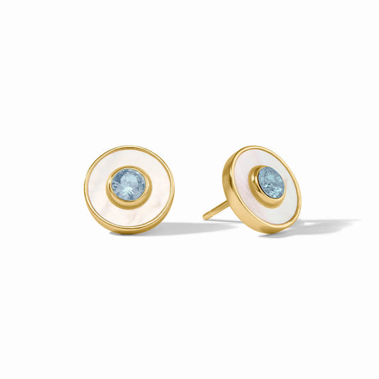 Julie Vos Colette Circle Stud Chalcedony Blue
