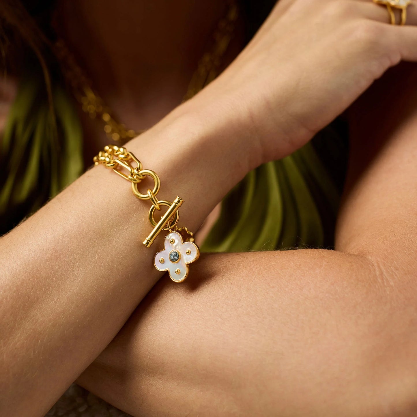 Julie Vos Colette Link Bracelet Chalcedony Blue