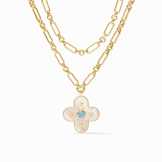 Julie Vos Colette Statement Necklace Chalcedony Blue