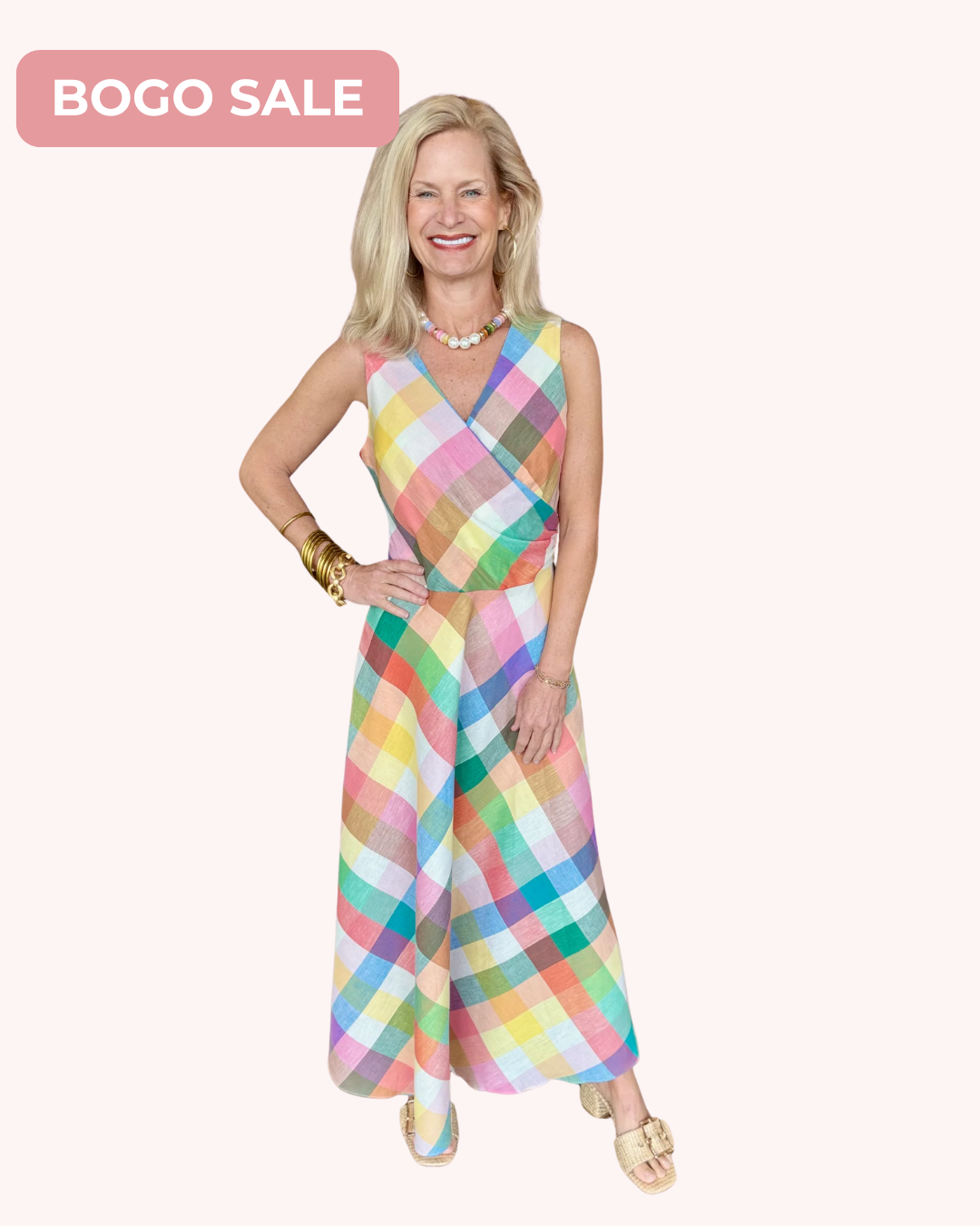 Jude Connally Easton Stretch Linen Cotton Plaid Multi