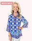 Jade Placket Tunic Blue Damask