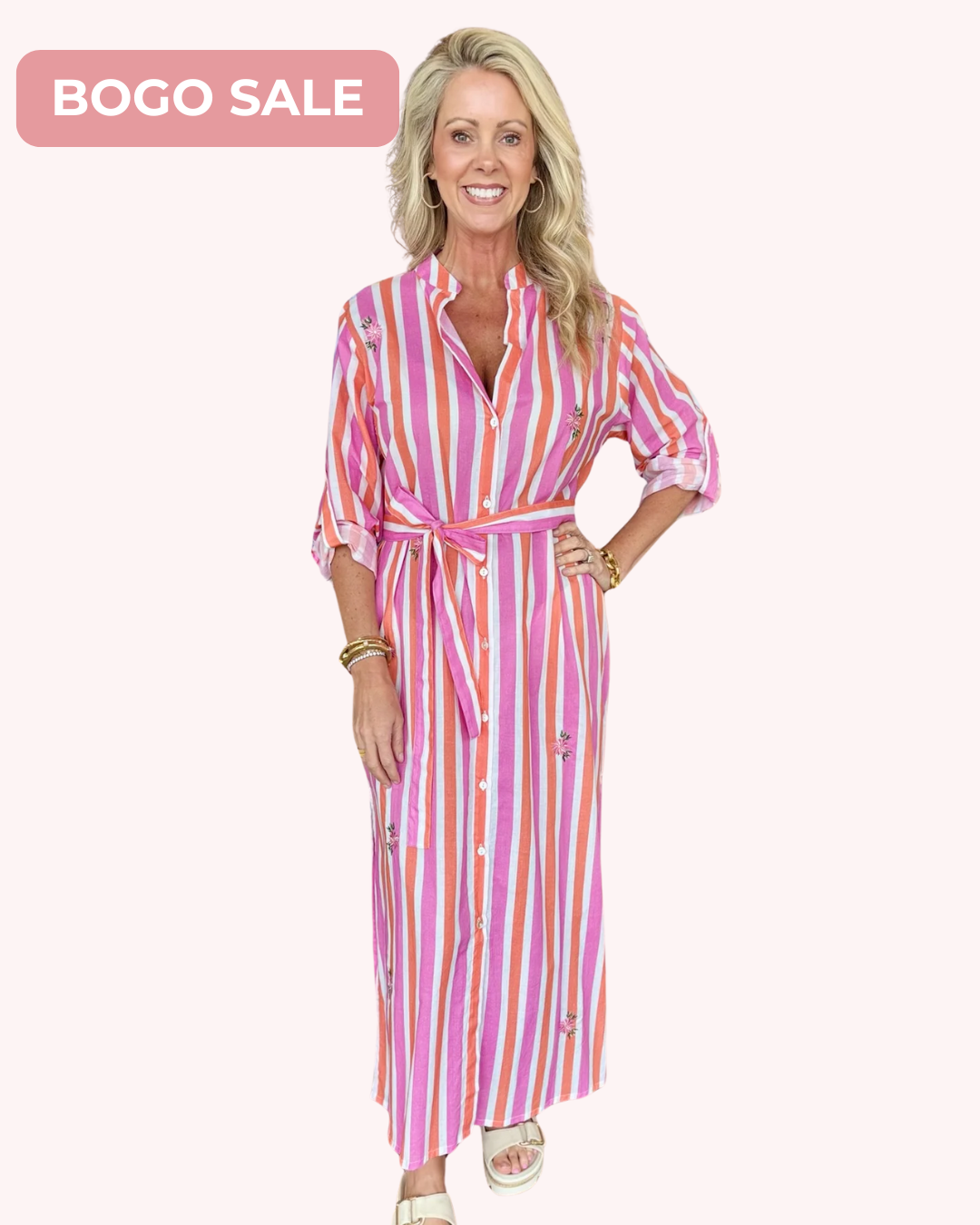 Bindu Gabby Tunic Dress Pink/ Orange