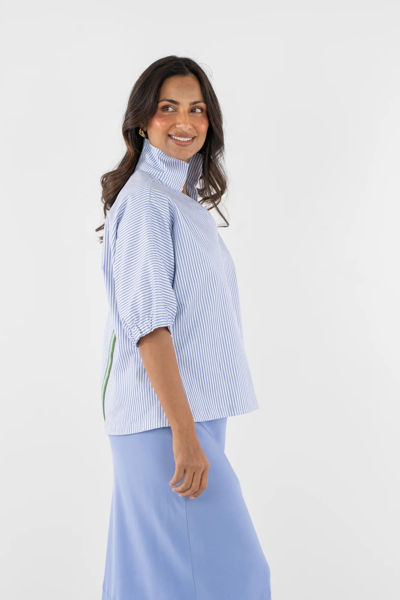 Emily McCarthy Poppy Top Grapemist Stripe