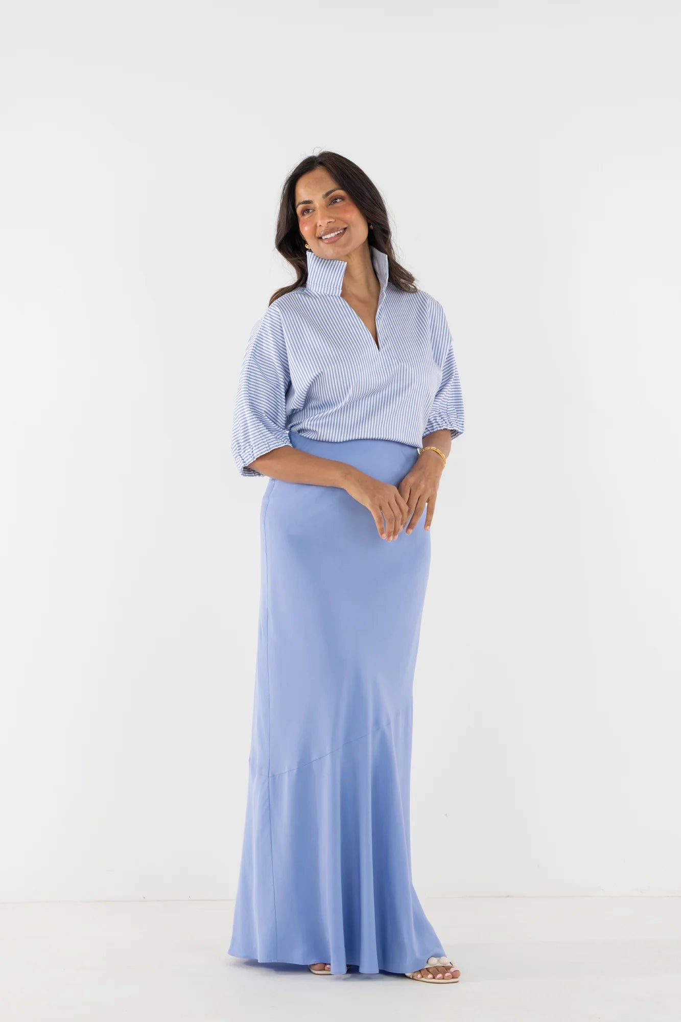 Emily McCarthy Poppy Top Grapemist Stripe