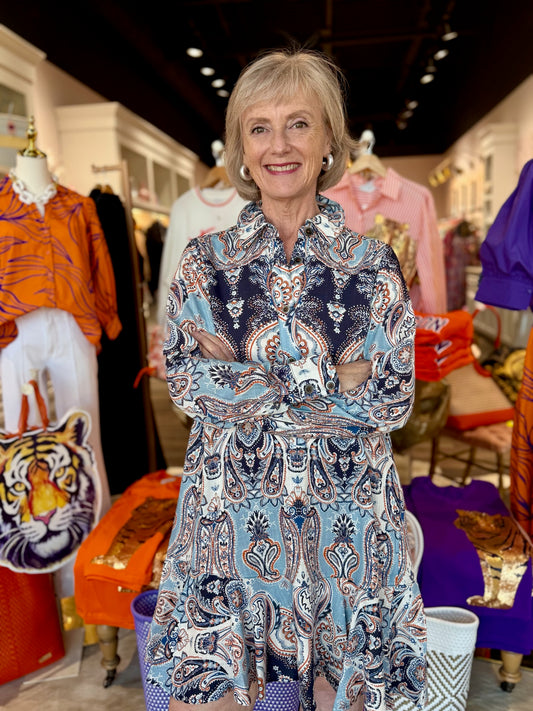 Uncle Frank's Paisley Flounce Shirt Dress