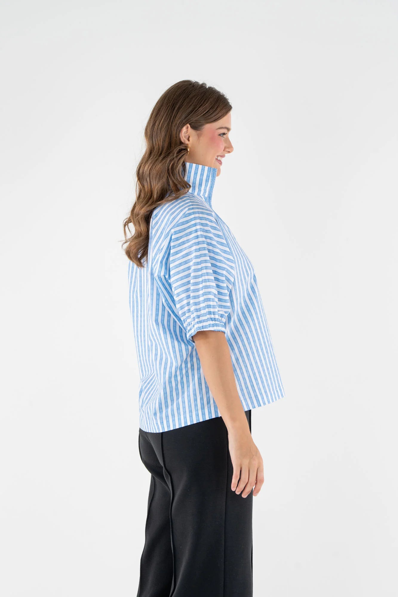 Emily McCarthy Poppy Top French Blue Stripe