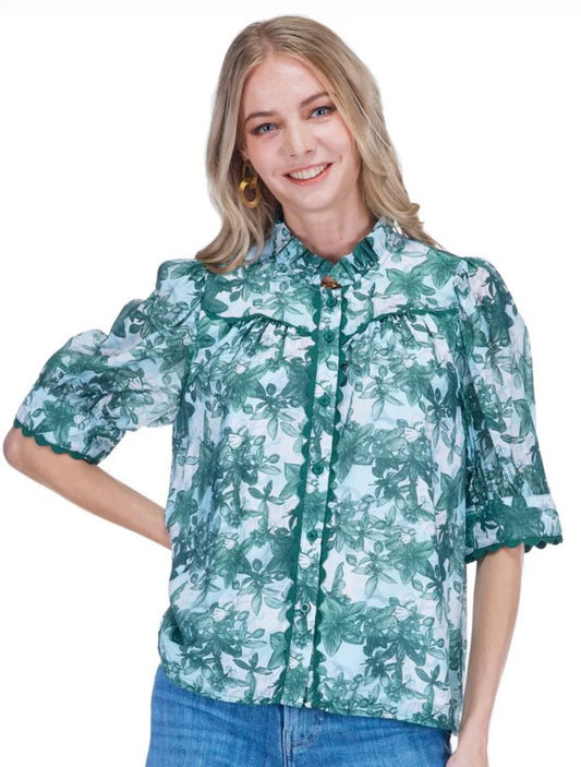 Joy Joy Ric Rac Meadow Floral Blouse