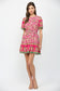Botanical Border Button Down Dress Magenta