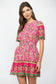 Botanical Border Button Down Dress Magenta