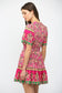 Botanical Border Button Down Dress Magenta