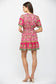 Botanical Border Button Down Dress Magenta