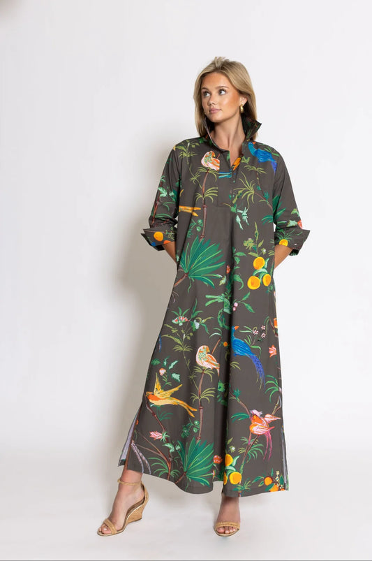 House of MBR Feather Frolic Ruthie Shirt Dress Long