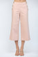 High Waisted Cropped Wide Leg Pant with Gold Button Accents Blush Pink