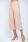 High Waisted Cropped Wide Leg Pant with Gold Button Accents Blush Pink