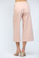 High Waisted Cropped Wide Leg Pant with Gold Button Accents Blush Pink