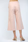 High Waisted Cropped Wide Leg Pant with Gold Button Accents Blush Pink