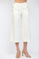 High Waisted Cropped Wide Leg Pant with Gold Button Accents White