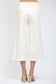 High Waisted Cropped Wide Leg Pant with Gold Button Accents White