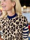 Charlie B Sweater Striped/Leopard