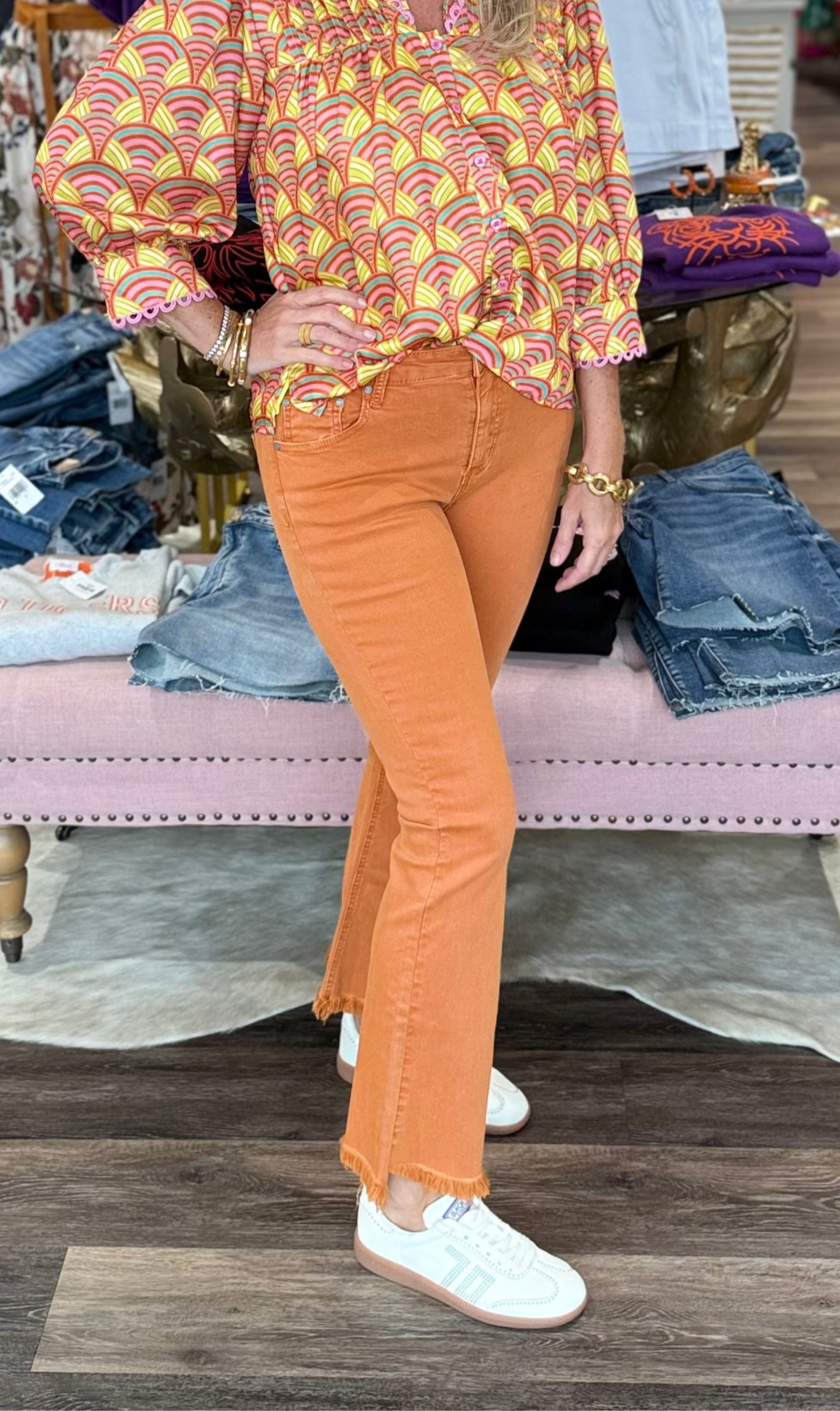 Orange Flare Jeans