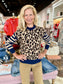 Charlie B Sweater Striped/Leopard