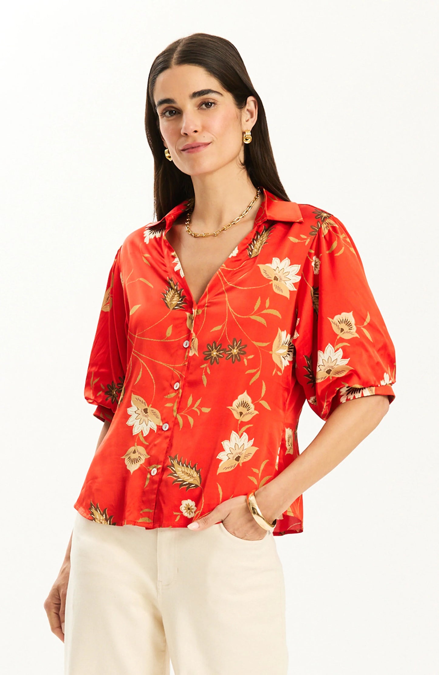 Tyler Boe Tara Floral Trails Top
