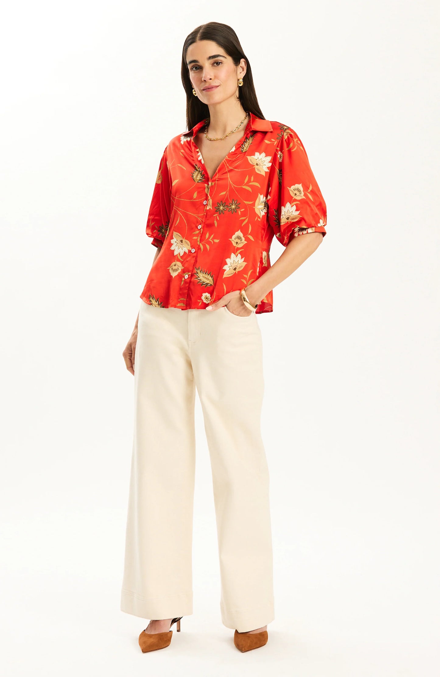 Tyler Boe Tara Floral Trails Top