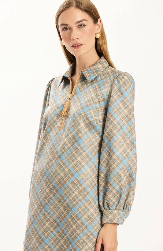Tyler Böe Melanie Knit Dress Diagonal Plaid Cornflower