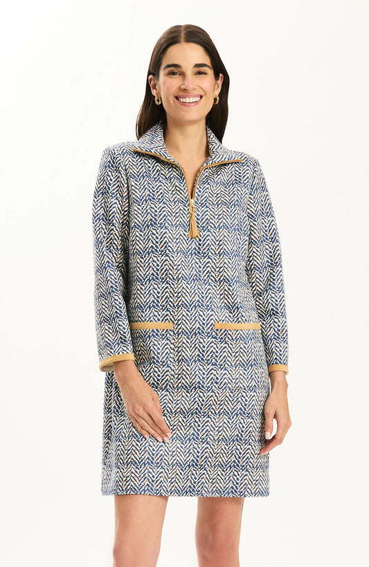 Tyler Böe Helena Knit Dress Herringbone Blue Iced Coffee