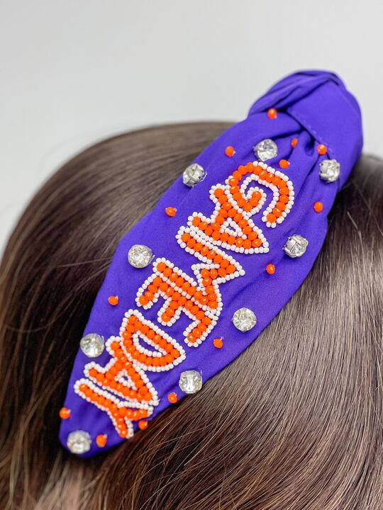 Game Day' Embellished Headbands - Purple & Orange