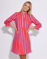 Striped puff sleeve mini dress: Pink