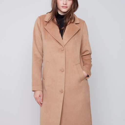 Solid Faux Wool Melton Tailored Coat - Charlie B