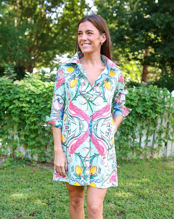 House of MBR Mint Chinois Shirt Dress Short