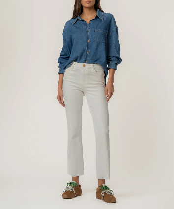Kut Kelsey High Rise Ankle Flare Ecru
