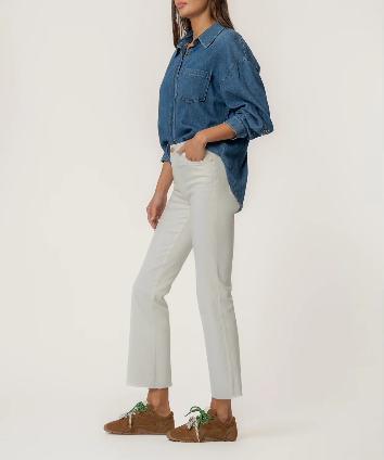 Kut Kelsey High Rise Ankle Flare Ecru