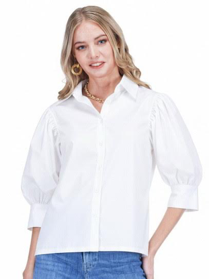 Jade Puff Sleeve Top White