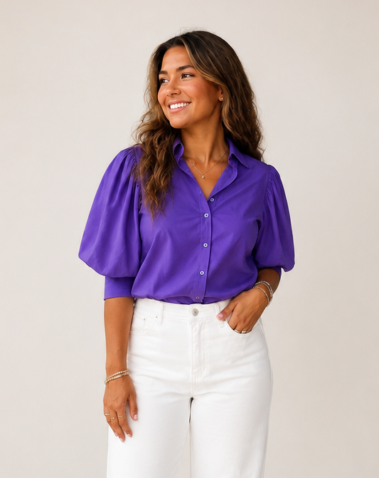 Jade Puff Sleeve Top Purple