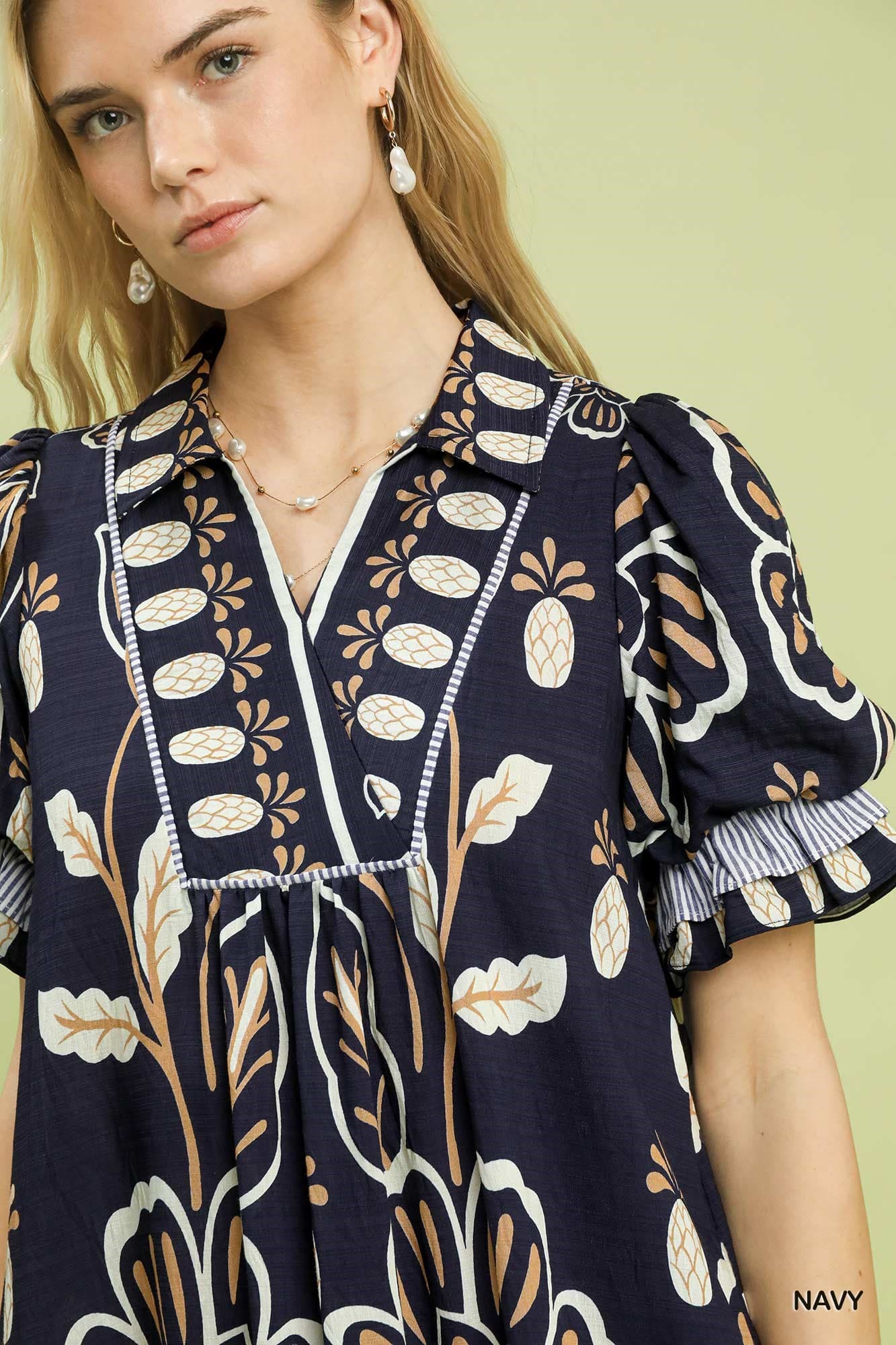 Floral Border Print Tiered Midi Dress