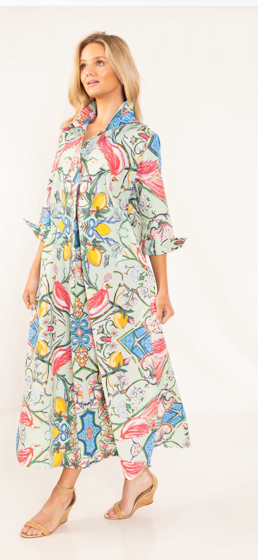 House of MBR Mint Chinois Shirt Dress Long