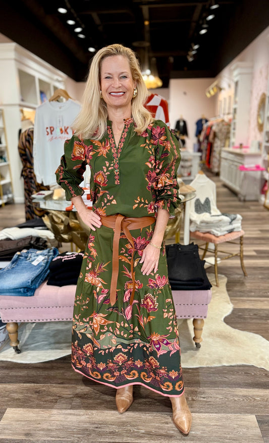 Maude Vivante Ashley Top Olive Trails