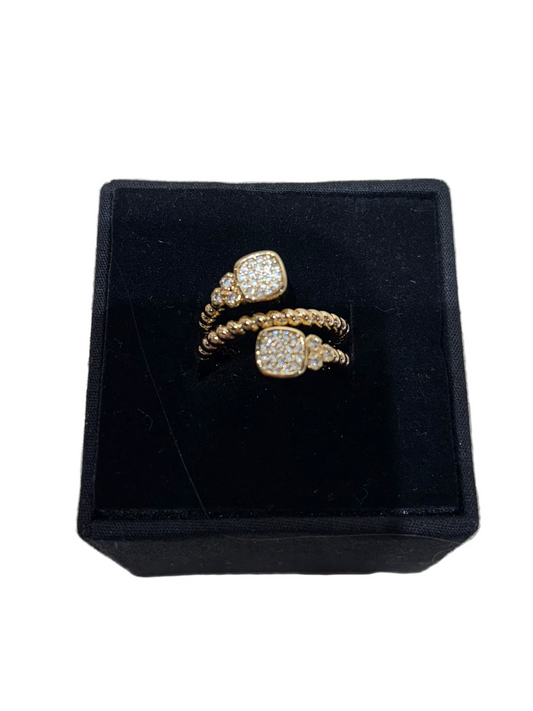 Cubic Zirconia Gold Round Double Wrapped Ring