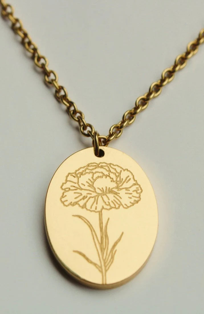 Birth Flower Necklace January Carnation