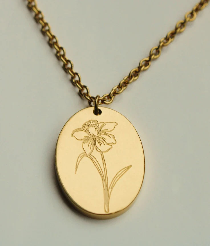 Birth Flower Necklace March Daffodil