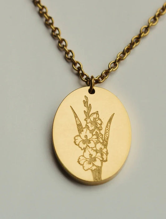Birth Flower Necklace August Gladiolous