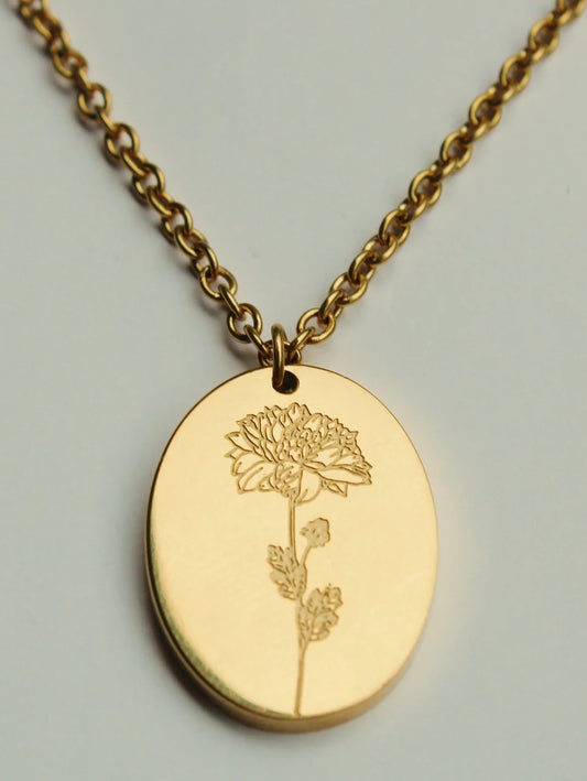Birth Flower Necklace November Chrysanthe Mum