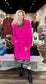 Long Coat with Removable Fur Collar Hot Pink