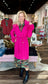Long Coat with Removable Fur Collar Hot Pink