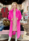 Extra Fuzzy Long Faux Fur Coat Hot Pink