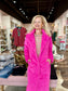 Extra Fuzzy Long Faux Fur Coat Hot Pink